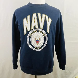 Vintage 90s US Navy Crewneck Sweatshirt Large Navy Blue Military Militaria - Picture 1 of 8