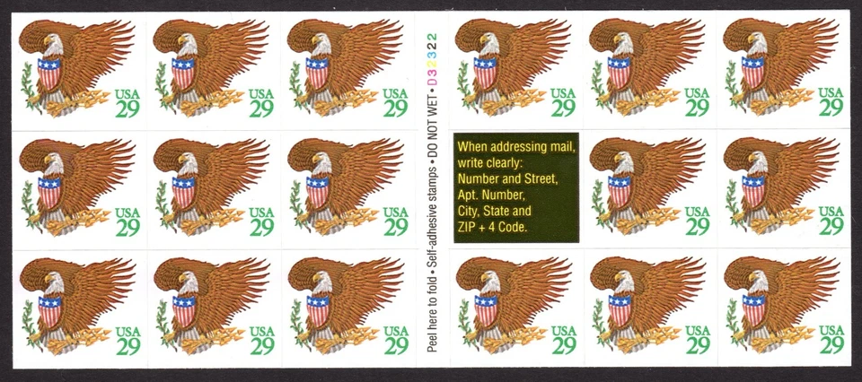 Scott #2596a Eagle & Shield Booklet of 17 Stamps - MNH - Image 1 of 2