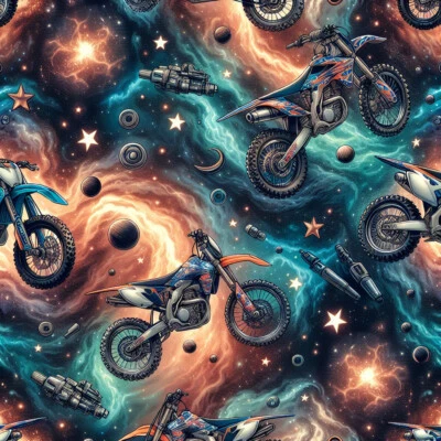 French Terry Sommersweat mit Motorrad Enduro Trail 50 x 150 cm Nähen Stoff ♕ - Bild 1 von 4