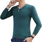 Strong Muscle Activewear V Neck Blouse Pullover Tops Tee Undershirt for Men
