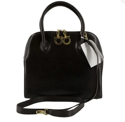 Salvatore Ferragamo Gancini Brown Leather Two Way Bag - Image 1 of 4