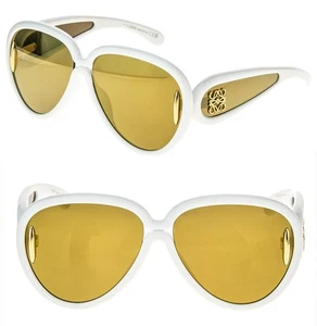 LOEWE LW40132I 40132 ANAGRAM PAULA IBIZA Mask White Gold Mirrored Sunglass 25G - Picture 1 of 10