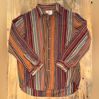 The Territory Ahead Button Down Shirt Aztec Striped Southwest Western Cowboy - Image 1 of 3