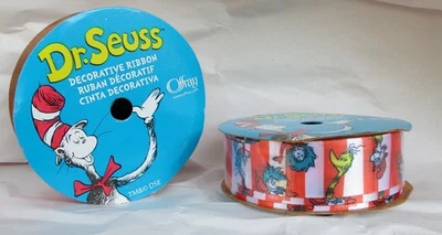 Offray Dr Seuss Themed  w/Red Stripes 7/8" Ribbon 2x9' - Image 1 of 2