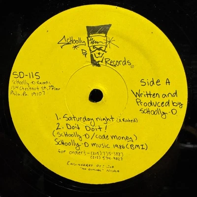 SCHOOLLY-D - SATURDAY NIGHT / DO IT, DO IT! (12")  1986!!!  RARE!!!  SD-115 - Image 1 of 2