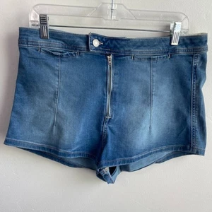 NWT Free People Blue Honeycomb High Rise Denim Brief Shorts Size 31 - Picture 1 of 9