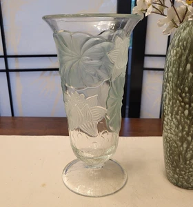 Art Deco Josef Inwald BAROLC Satin Frosted Glass Vase Water Lilly - Picture 1 of 6