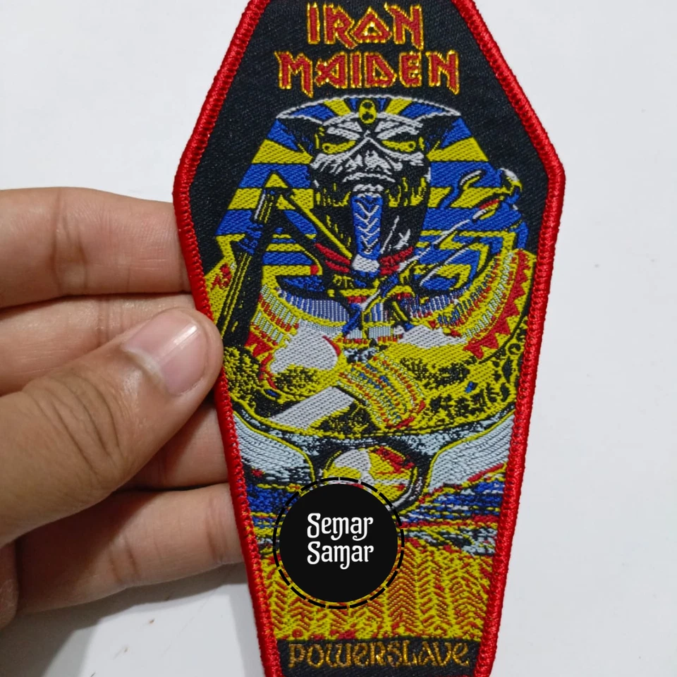 Iron Maiden Powerslave Patch Woven Sew On Coffin Patch Kutte Vest Jacket NWOBHM - Image 1 of 1
