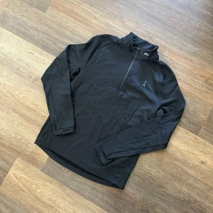 KJUS Black Men’s Medium 1/4 Zip Sweater Alotian Golf Club Hit - Picture 1 of 9