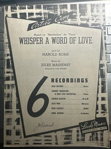 Partituras Advance Artist 1948 Harold Rome 'Susurra una palabra de amor' - Imagen 1 de 1