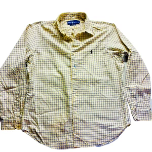 Polo Ralph Lauren Blake Button Shirt Men L Yellow Blue Long Sleeve - Read Desc - Picture 1 of 16