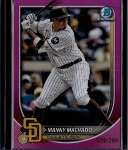 2025 Bowman Cromo Manny Machado Rifrattore Fucsia 296/299 - Foto 1 di 2