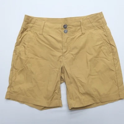 Shorts feminino Prana Alana tamanho 8 bronzeado caminhada elástica viagem ao ar livre 7"L - Imagem 1 de 4
