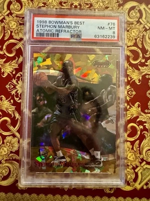 1998-99 Bowmans Best Atomic Refractor Stephon Marbury /100 PSA 8 Pop 1, 0 Higher - Image 1 of 4