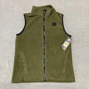 Under Armour Jacket Boys Youth Medium Green Sherpa Full Zip Vest ColdGear Coat - Picture 1 of 8