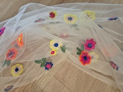 Embroidered Tulle Fabric Mesh Curtains, Halloween Costume, Decor - Image 1 of 4