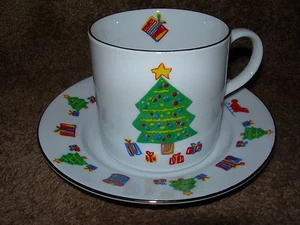 Tienshan Save The Children Christmas Cup & Saucer/s Original Children's Art HTF - Picture 1 of 2