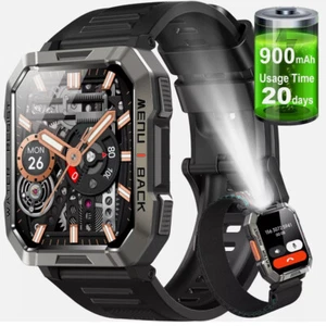 Smart Bluetooth Watch Rugged Military Outdoor Sports Heart Rate Fitness Tracker - Picture 1 of 20