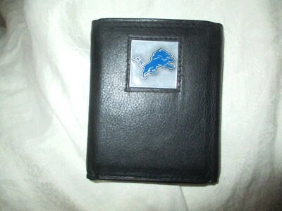 Detroit Lions Football Black Folding Wallet Logo Leather Look Siskiyou Sport - image 1 of 3