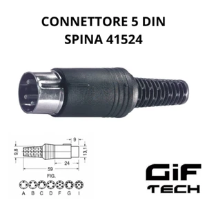 CONNETTORE DIN MASCHIO 5 POLI NERO 5P SPINA A SALDARE SPINA 41524 - Photo 1/1