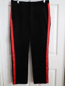 Calvin Klein Slim Fit Velvet Dress Pants Trousers Tuxedo Red Stripe Men's 33x30 - Picture 1 of 7