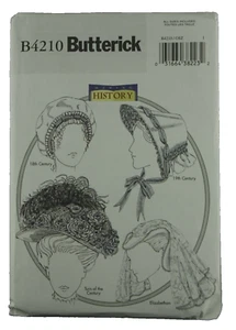 Butterick Pattern B4210 Historical Hats 18th 19th Century Elizabethan Bonnets UC - Picture 1 of 4