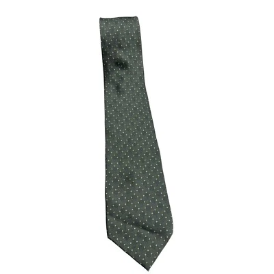 Cambridge Classics Tie Olive Green Geometric Polka Dots 100% Silk Made in USA - Image 1 of 4