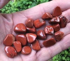 20 x BOLSA TARJETA DE IDENTIFICACIÓN CRISTAL JASPE ROJO PULIDO PEQUEÑAS PIEDRAS 12mm - 14mm   - Imagen 1 de 3