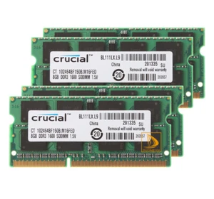 Crucial Kits 4X 8GB 2Rx8 PC3-12800S DDR3 1600Mhz SODIMM RAM Laptop Memory 1.5V @ - Picture 1 of 10
