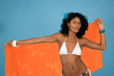 Designer Strandtuch Pareo Wickeltuch Sarong  Libelle Dessin orange Baumwolle  - Bild 1 von 4