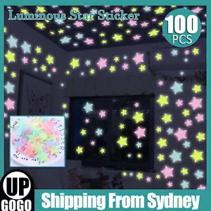100PCS Glow In The Dark Stars Wall Stickers Luminous Stars Decal Kids Room NEW - Picture 1 of 10