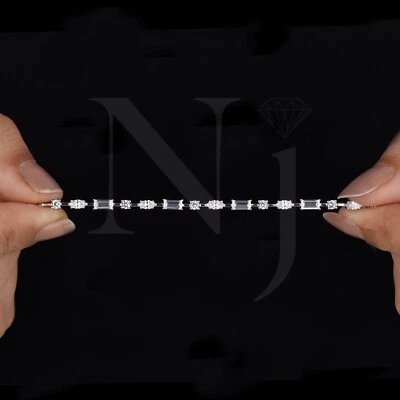 Moissanite Tennis Bracelet In 10K Gold Featuring Baguette, Marquise, Round Cuts - Image 1 of 4