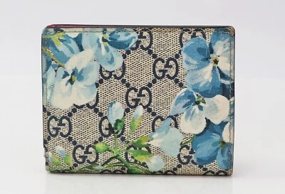 Auténtica Cartera Folio GUCCI Azul GG PVC Flores Estampado Floral #59062 Foto 1 de 4