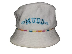 Sombrero cubo de tela de felpa blanca vintage Y2K de Mudd bordado multicolor talla única - Imagen 1 de 9