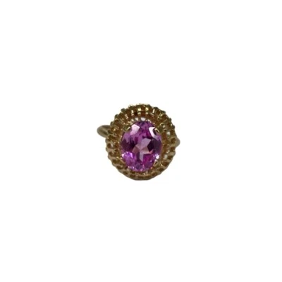 14ct 14K Yellow Gold Ladies Ring With Pink Rose Quartz Gemstone Size K1/2. New Foto 1 de 4