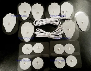2 ELECTRODE DUAL SNAP LEAD WIRES 3.5mm + (8LG + 8SM) PADS FOR EROSTEK ET-312B - Picture 1 of 1
