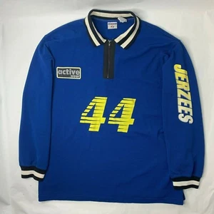 VTG Jerzees Mens Large Shirt Jacket Spell Out 44 Active Wear 1/4 Zip RARE - Picture 1 of 7