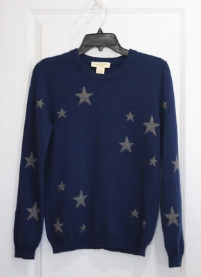 Suéter Peck & Peck Azul Estampado de Estrellas 100% Cachemira Talla M Foto 1 de 2