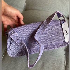 ASOS Embroidered Beaded handmade shoulder bag purse handbag lilac violet NWT