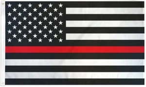 Thin Red Line 3x5ft Poly Flag Firefighter Support Outdoor Yard Banner USA - Picture 1 of 5