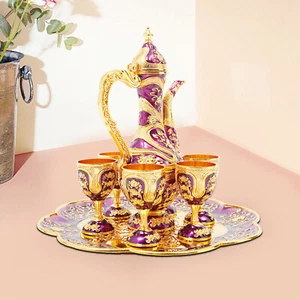 Turkish Tea Set, Vintage Turkish Teapot Set with 6 Coffee Cup and Tea Tray Decor - Picture 1 of 24