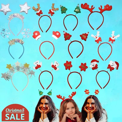 SRVERTEX Christmas Head Boppers Headbands, Xmas Headwear, Party Fancy Dress Hairbands