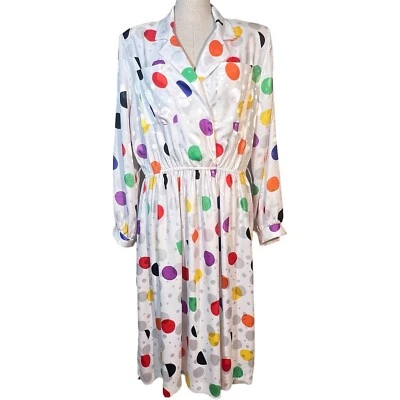 Mujeres J Ellis Limited Lunares Cintura Camisa Vestido Talla 14 Manga Larga De Colección Foto 1 de 4