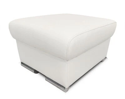 Echt Leder Hocker mit Stauraum Sitzhocker Fußhocker 60x55 reines Weiß Echtleder - Bild 1 von 4