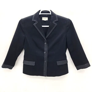 Neiman Marcus Exclusive SZ 8 Black White Trim Business Suit Jacket Coat EUC - Picture 1 of 7