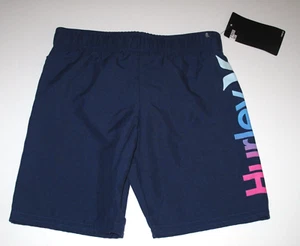 Hurley Little Boys 4 Board Swim Dark Blue Logo Lined Trunks - Picture 1 of 2