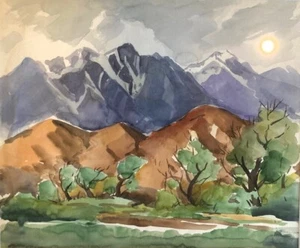 Elmer Stanhope Original Watercolor plein-air Mountain Landscape 1938 Listed Art - Picture 1 of 5