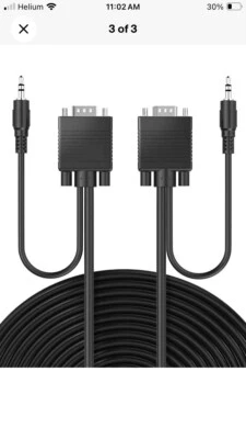 25FT Plug Play PC TV HD 1080P VGA Cable Male Adapter Cord 3.5mm TRS Aux Audio - Image 1 of 3