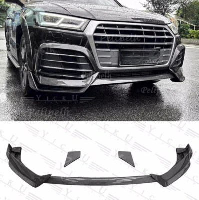 FIT FOR 2018-2020 AUDI SQ5 Q5-Sline Real Carbon Fiber FRONT LIP SPLITTER SPOILER - Image 1 of 4