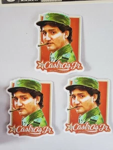 Carl's Jr. Vintage looking STICKERS 3 PACK Fidel Castro 🇨🇺 Justin Trudeau 🇨🇦 - Picture 1 of 11